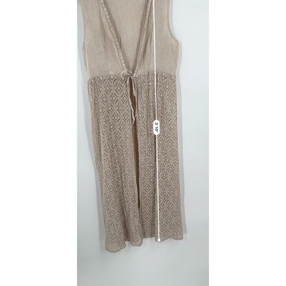 Valentina Naldi Duster Womens One Size Tan Linen Cover Up Sleeveless Tie Front - Picture 5 of 11